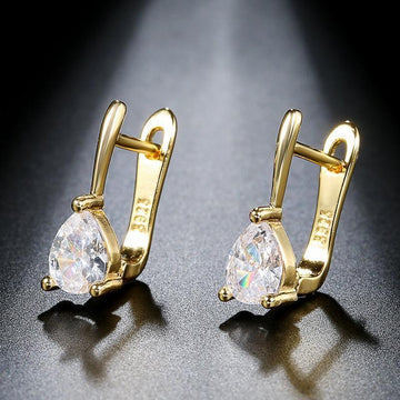 Luxury Gold Silver Color Water Drop AAA+ Cubic Zirconia Earrings - The Jewellery Supermarket